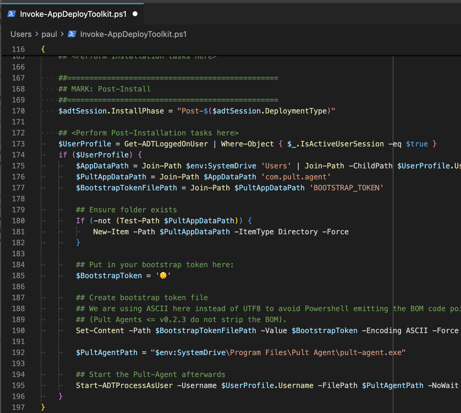 Invoke-AppDeployToolkit.ps1 with post-install block