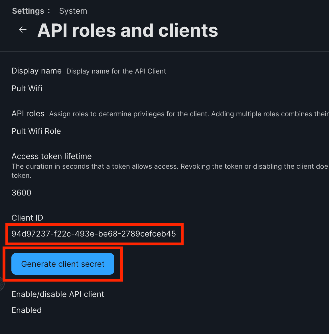 Generate and copy the Client ID and Client Secret