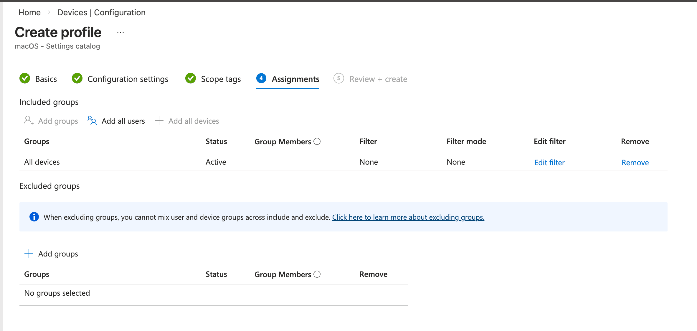 Assign the profile to device groups