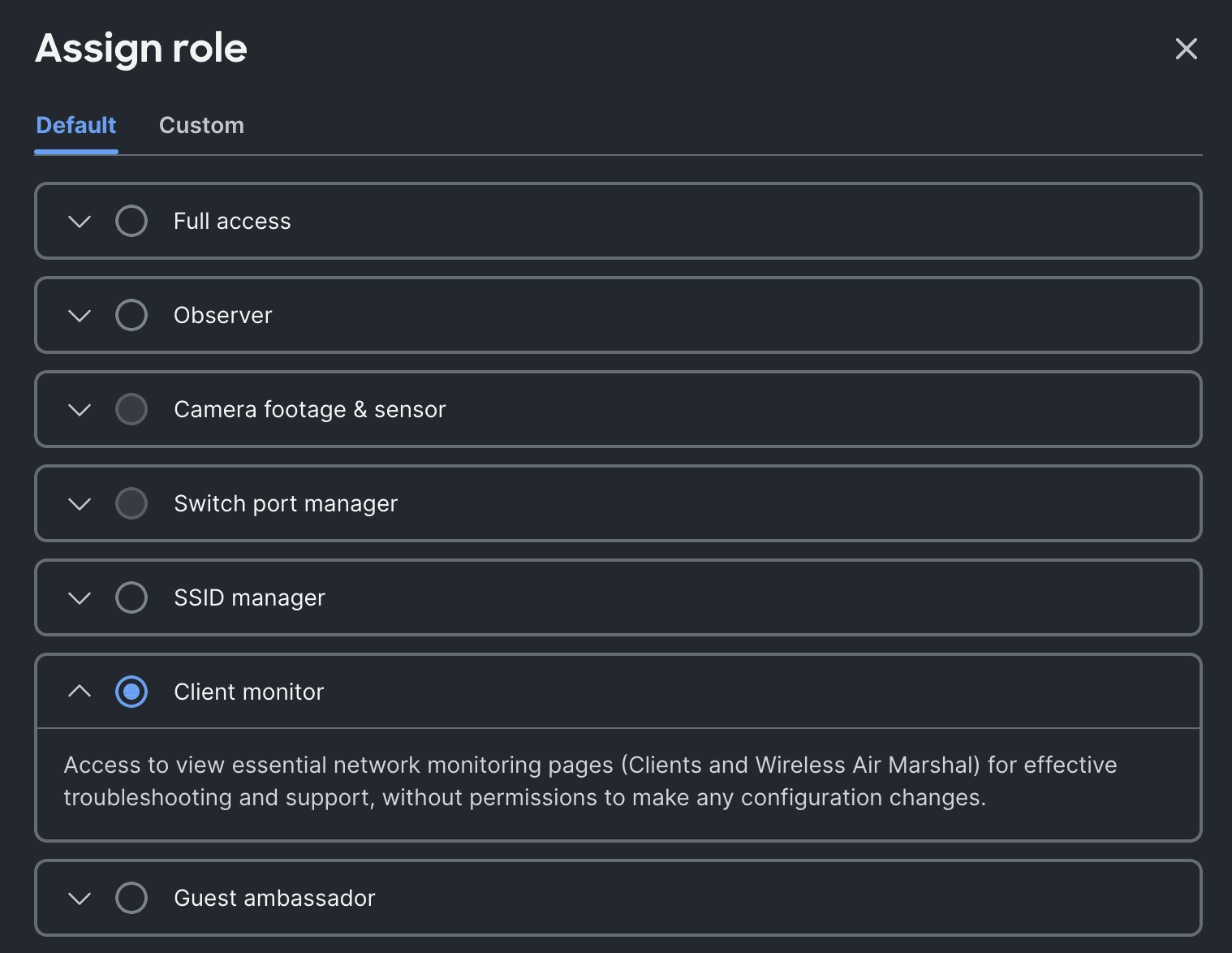 Select the Client monitor role