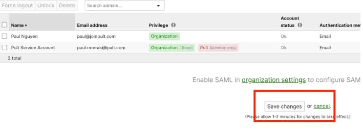 Save the new administrator