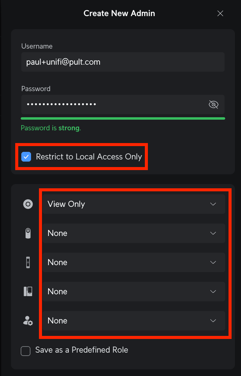 Enable Restrict to Local Access Only and assign read-only permissions